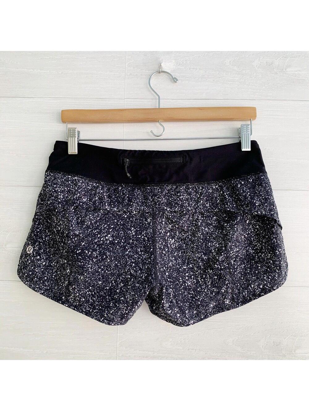 Lululemon Speed Up Shorts 3" Black White Splatter Print Size 6 Lined